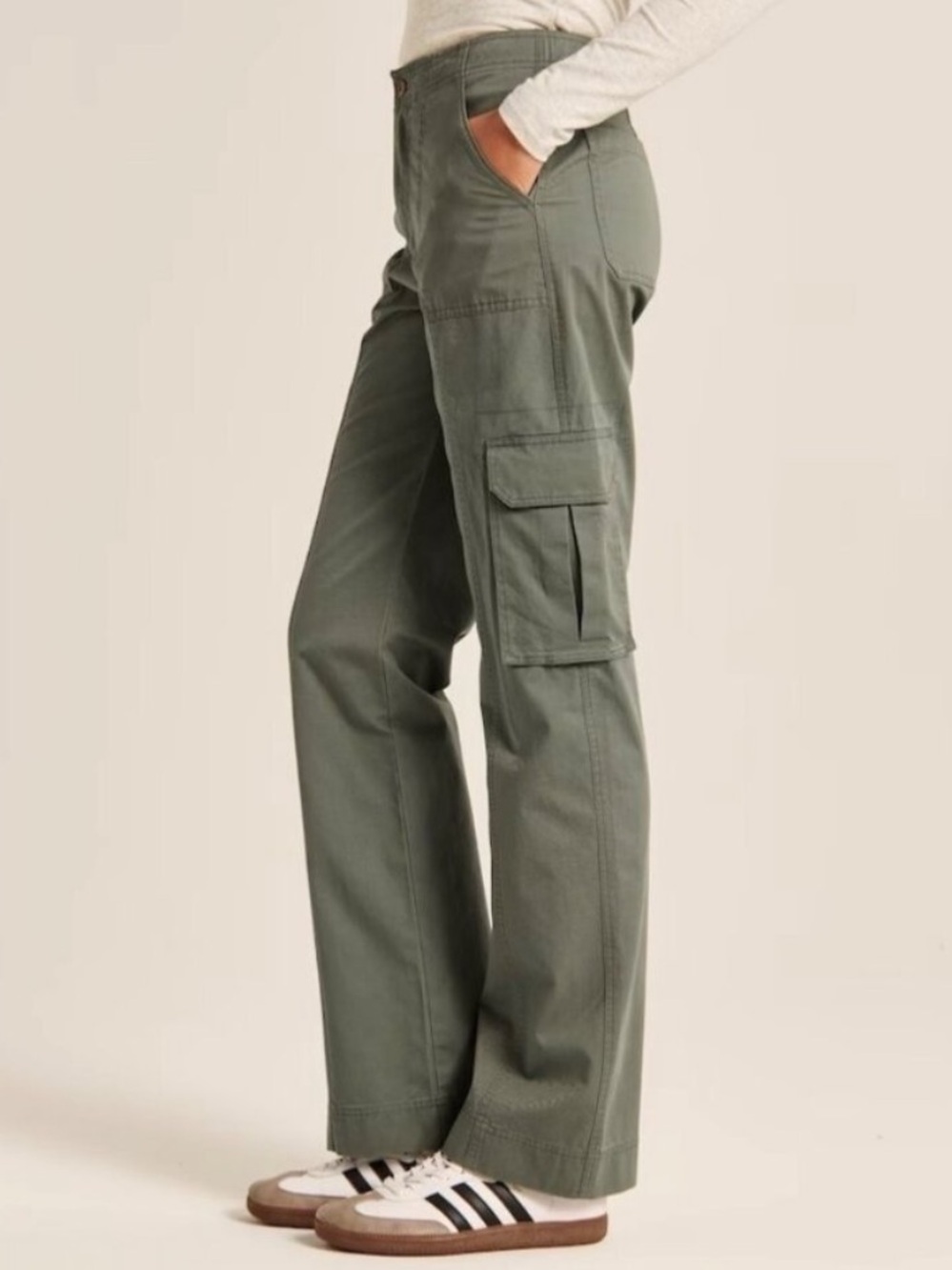 Abercrombie Cargo Pants Size 25 Green Wide Leg Baggy High Rise Minimalist Grunge